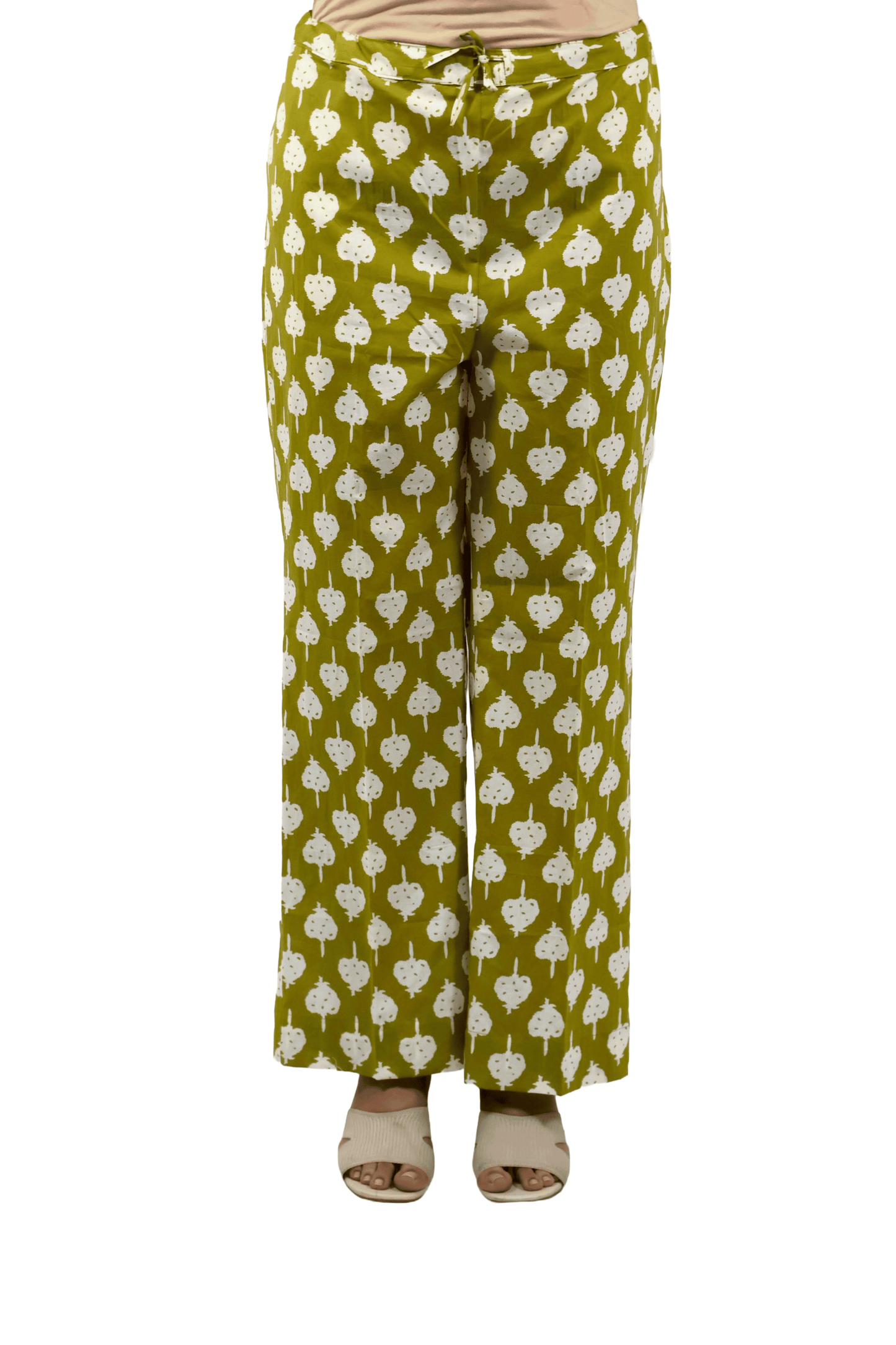 Soft Cotton Printed Green Flaired Kurta Set
