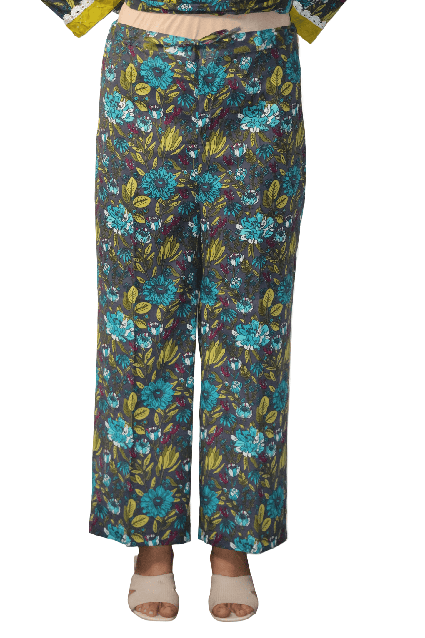 Soft Cotton Printed Grey Straight Kurta Set