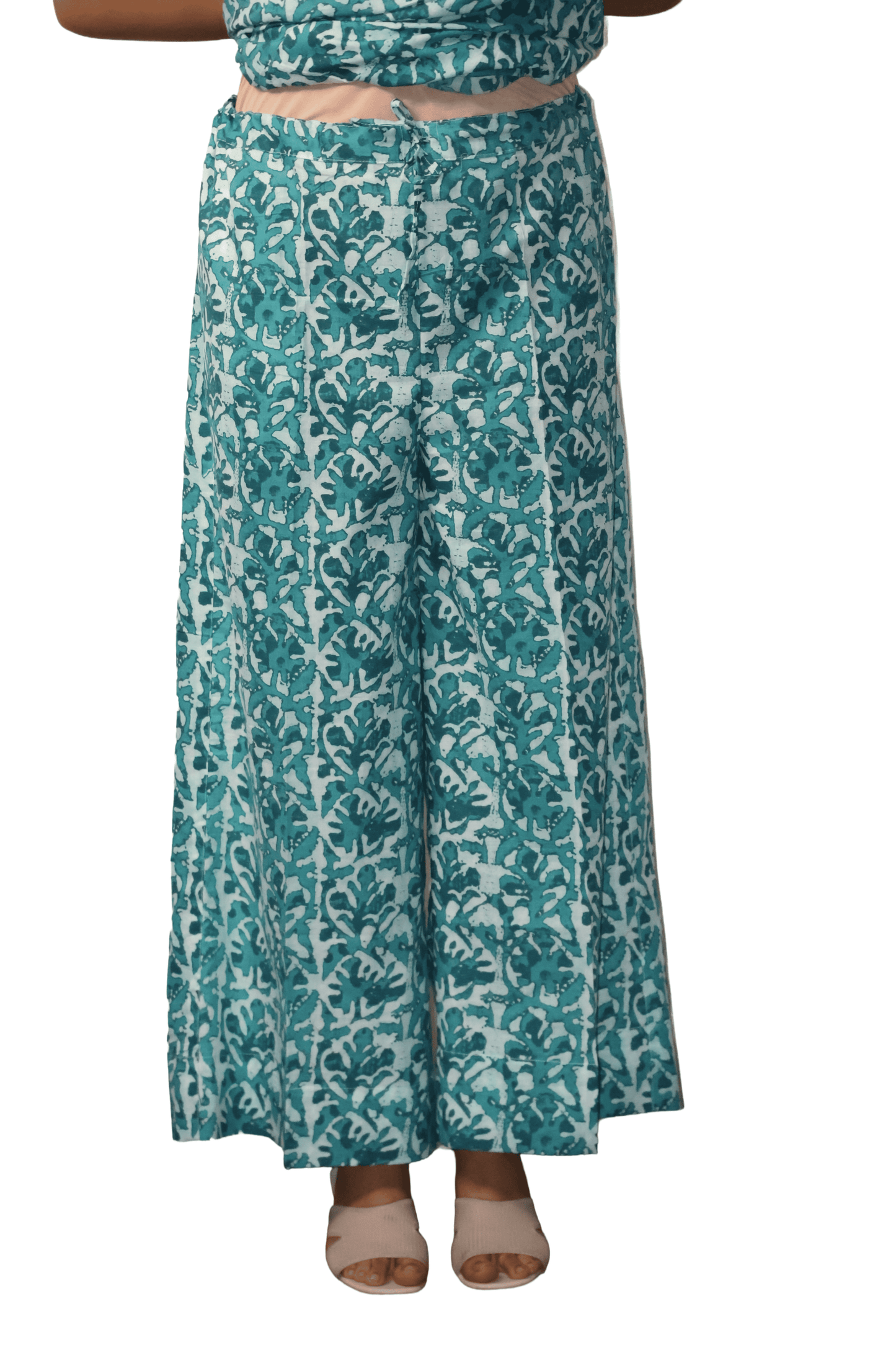 Soft Cotton Printed Jade Flaired Kurta and Palazzo