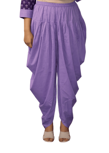 Soft Cotton Printed Purple Straight Kurta With Plain Dhoti Salwar