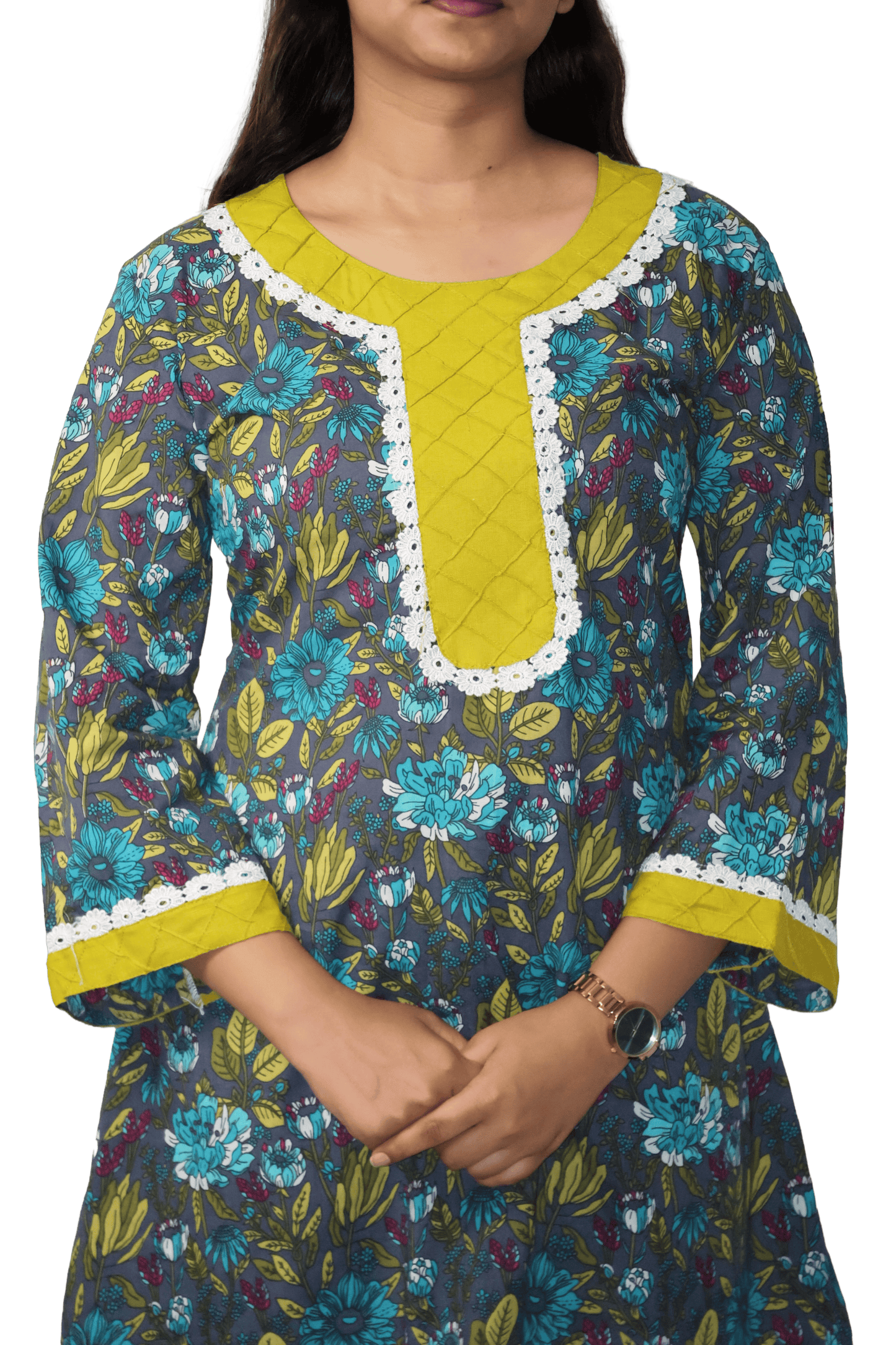 Soft Cotton Printed Grey Straight Kurta Set