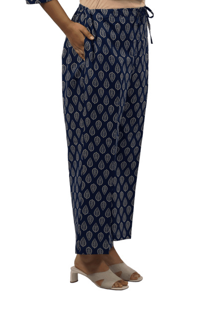 Soft Cotton Printed Navy Blue Flaired Kurta Set