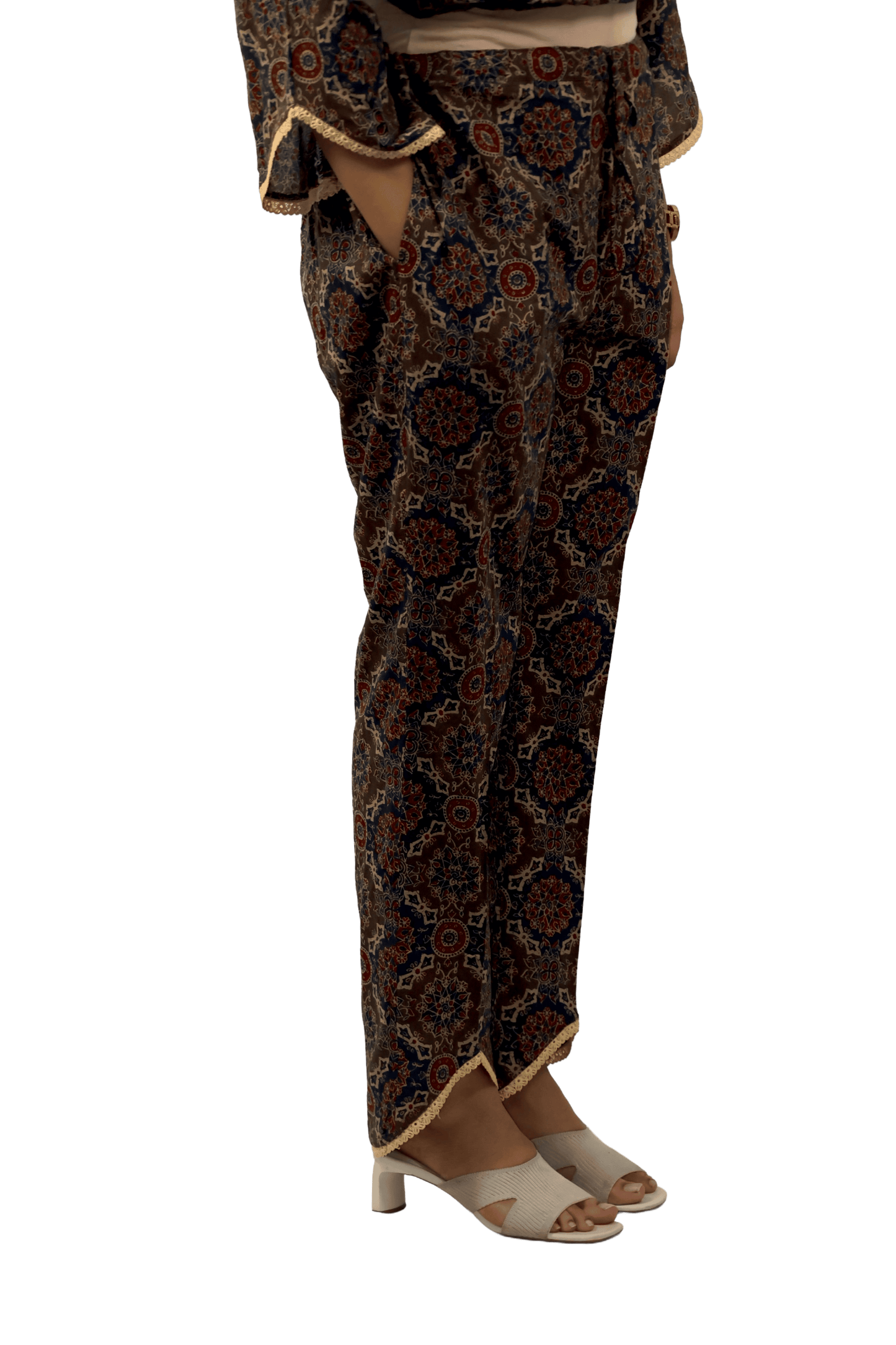 Soft Cotton Ajrakh Print Brown Straight Kurta Set