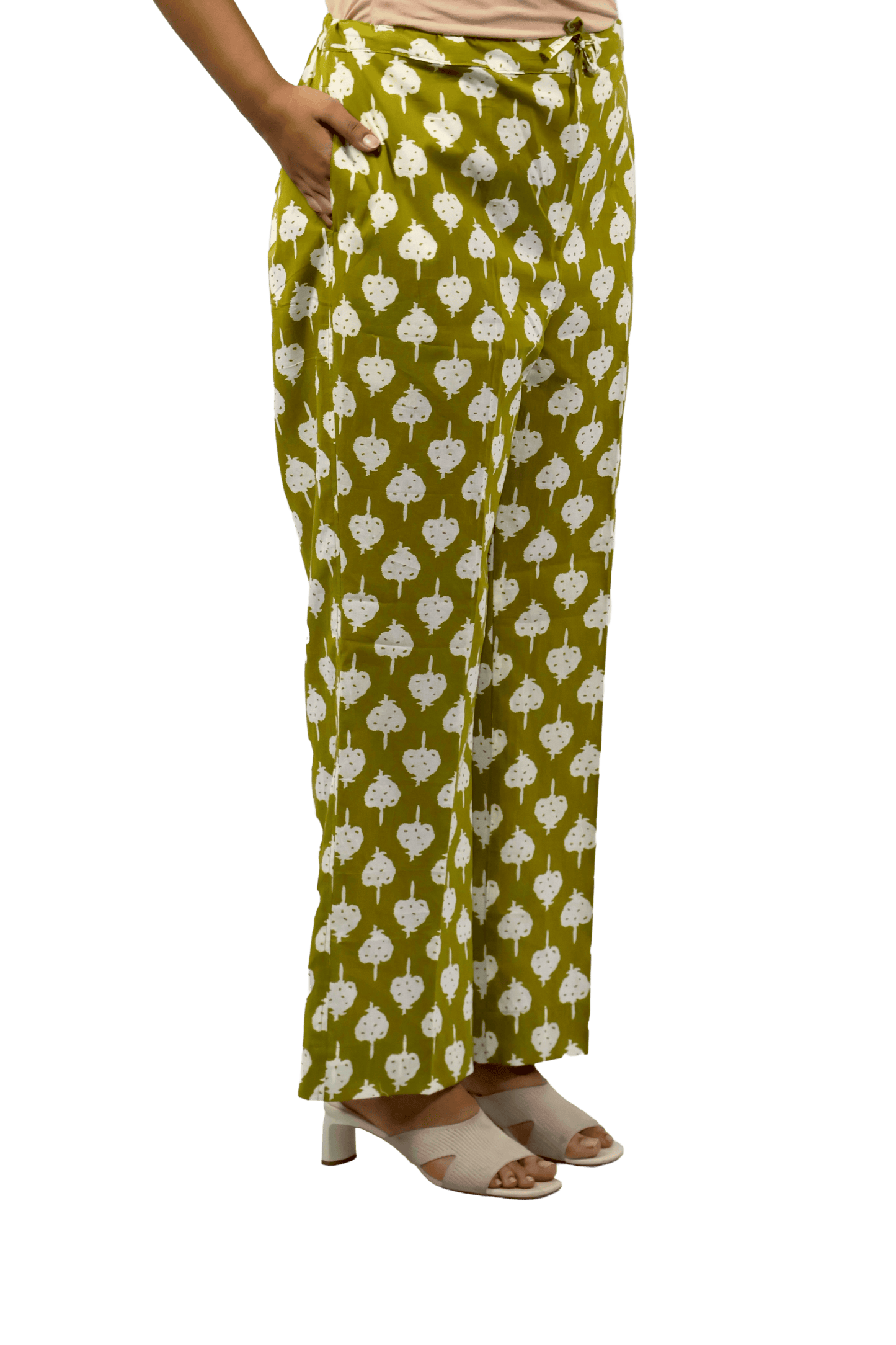 Soft Cotton Printed Green Flaired Kurta Set