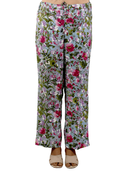 Soft Cotton Printed Sky Blue Flaired Kurta Set