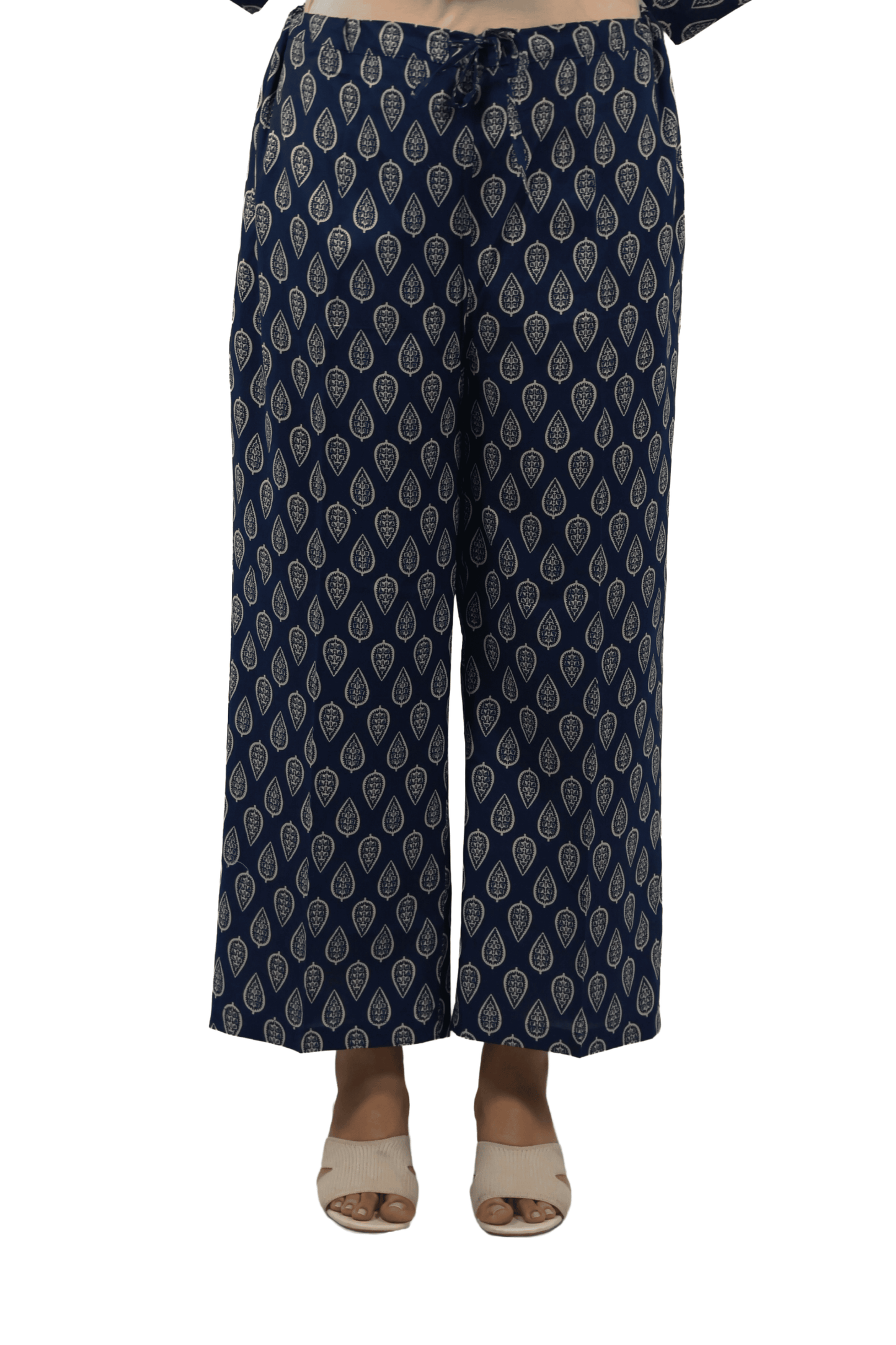 Soft Cotton Printed Navy Blue Flaired Kurta Set