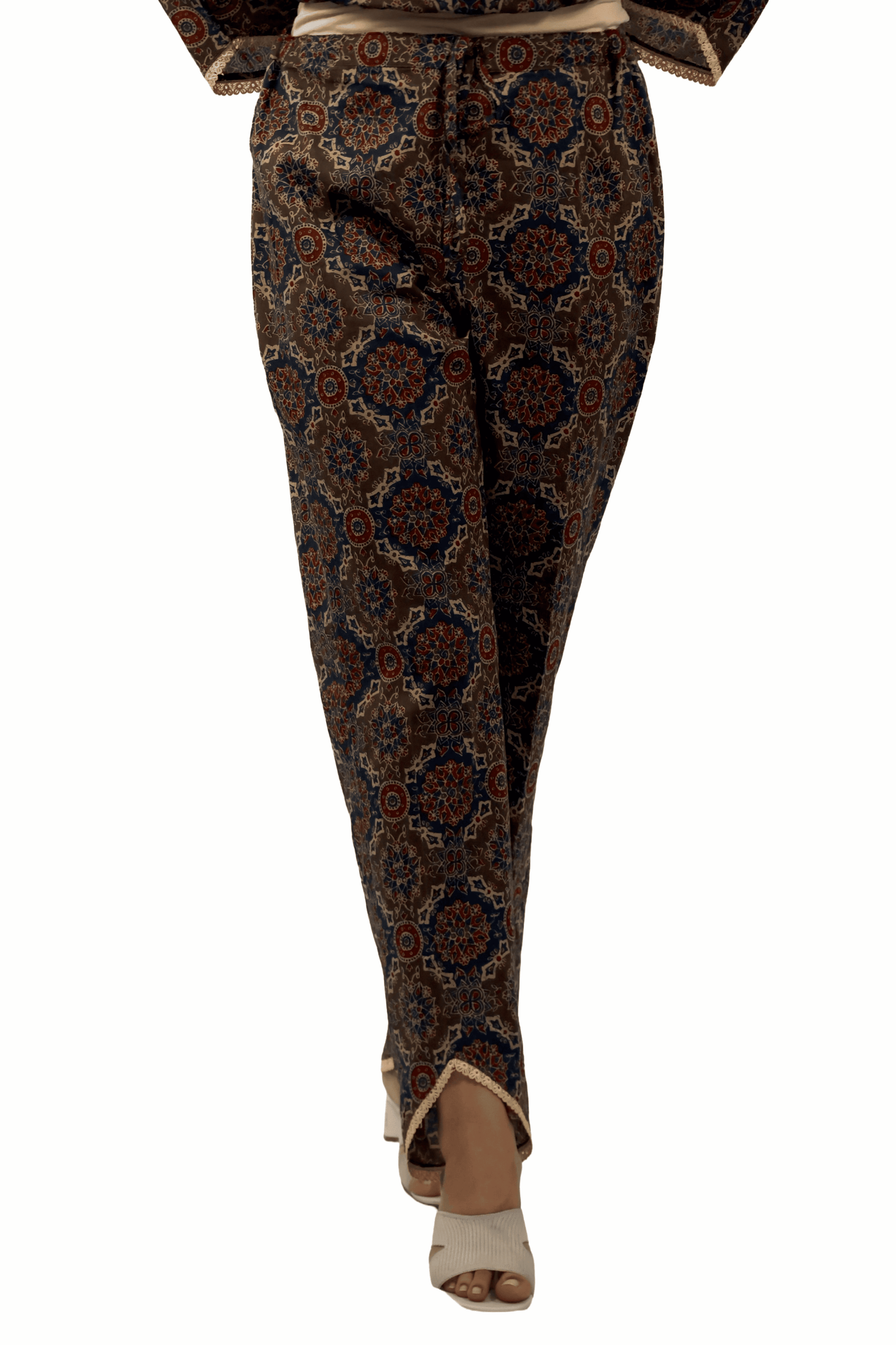 Soft Cotton Ajrakh Print Brown Straight Kurta Set