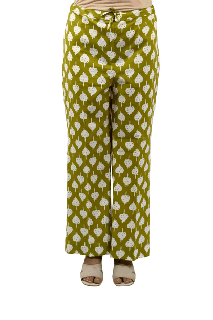 Soft Cotton Printed Green Flaired Kurta Set