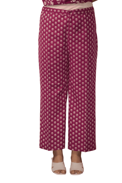 Soft Cotton Printed Maroon Straight Kurta Set