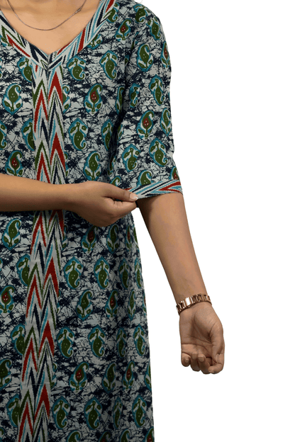 Soft Cotton Printed Green Straight Kurta Set