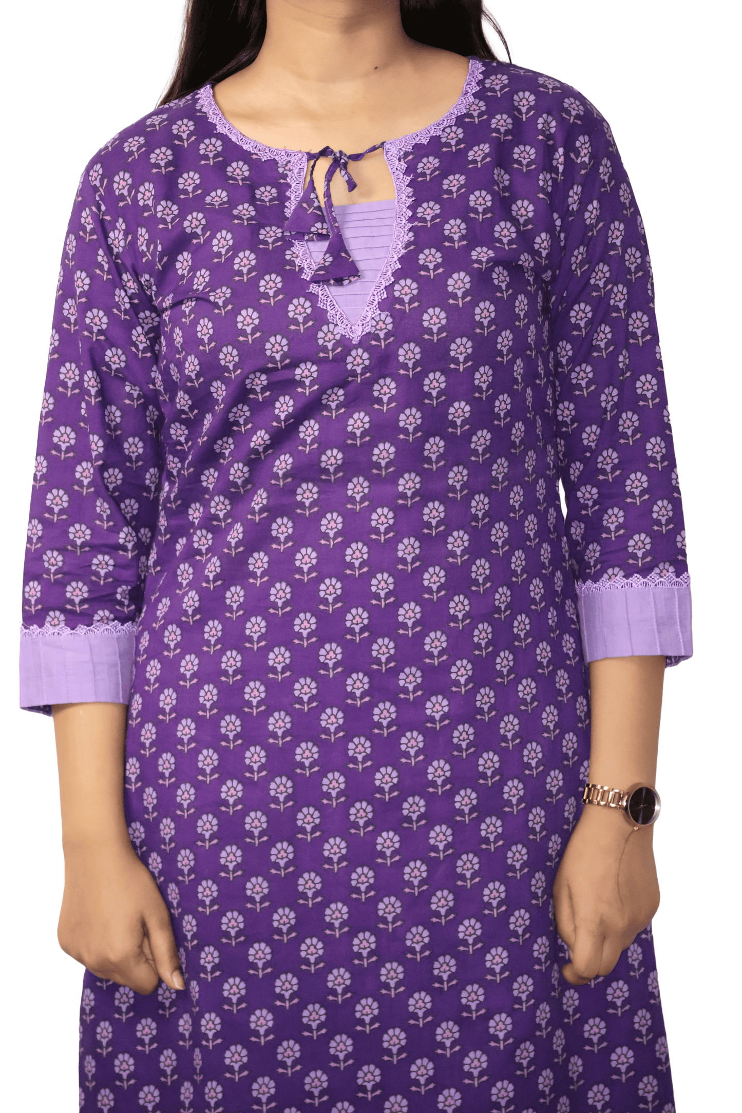 Soft Cotton Printed Purple Straight Kurta With Plain Dhoti Salwar