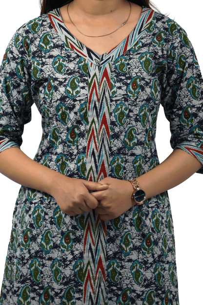 Soft Cotton Printed Green Straight Kurta Set